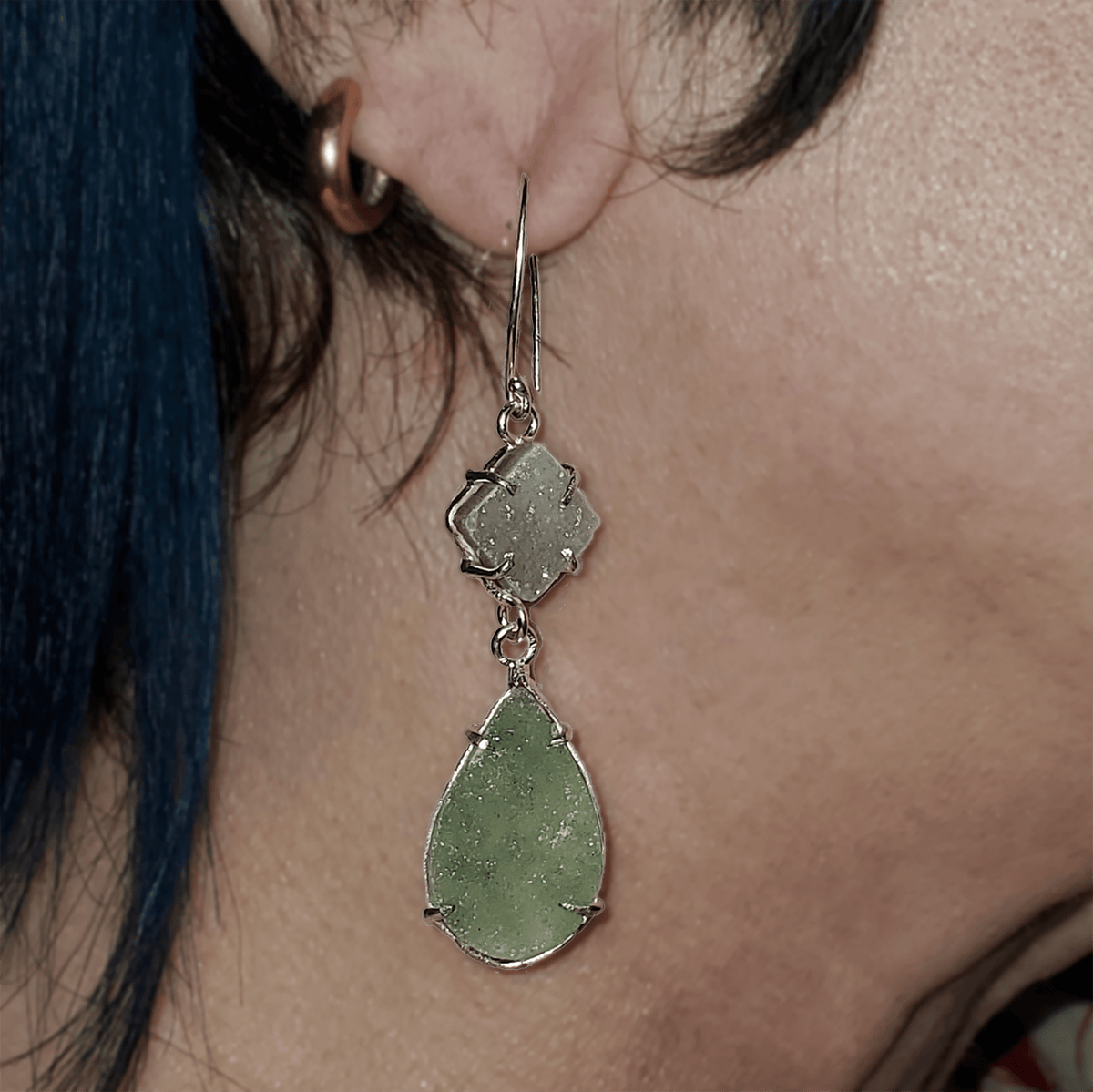 janet lasher Jewelry Earring Dress-Up Two-Stone Amethyst Druzy Drop Earrings