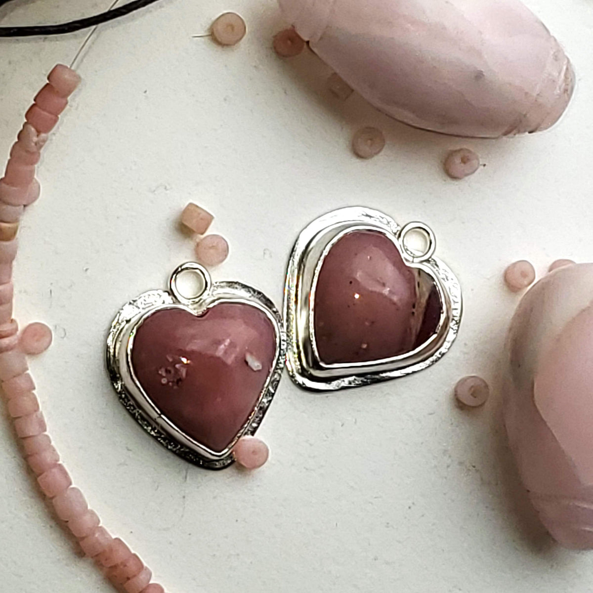 janet lasher Jewelry Earring Pink Peruvian Opal Heart Drop Earrings