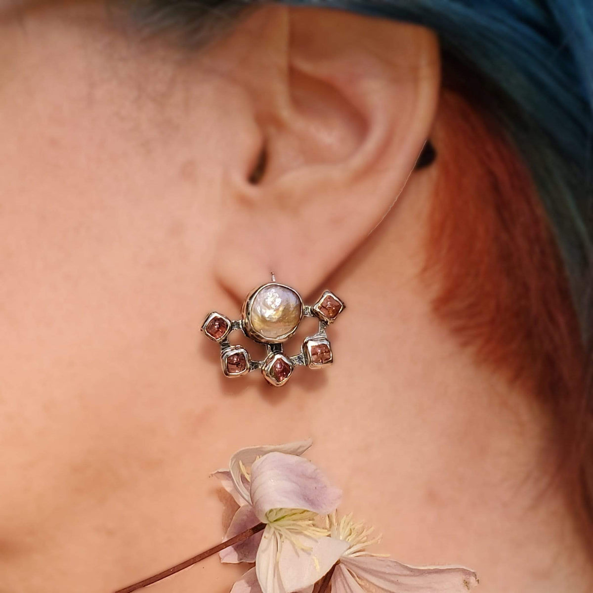 janet lasher Jewelry Earring Statement Pearl &amp; Tourmaline Earrings