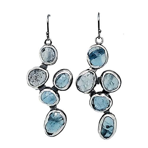 janet lasher Jewelry Earrings Five-Stone Aquamarine Drop Cluster Earrings