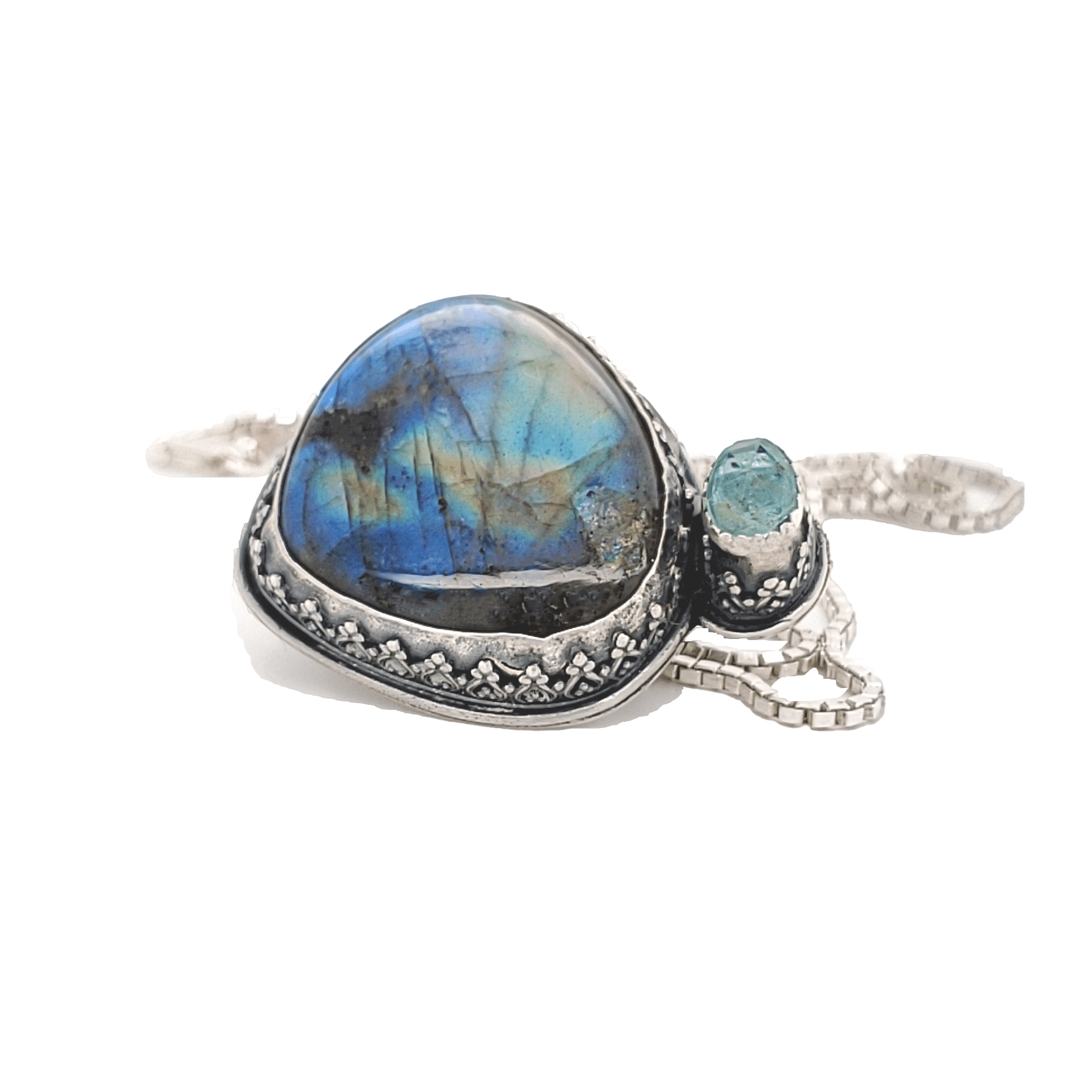 janet lasher Jewelry Necklace Aquamarine 1ct & Labradorite Sterling Pendant