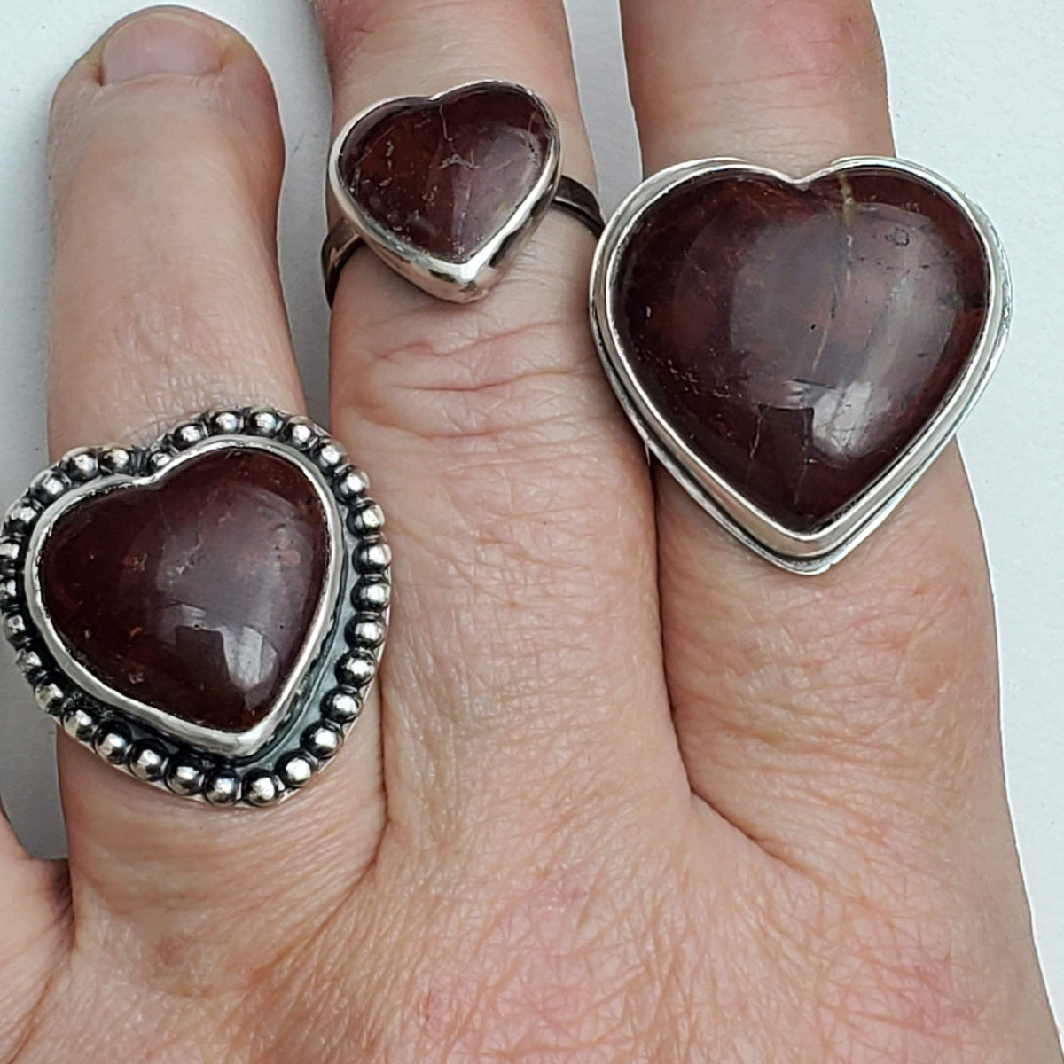janet lasher Jewelry Ring Red Jasper Beaded Heart Ring